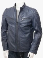 LUSTLEIGH Mens Blue Leather Biker Jacket