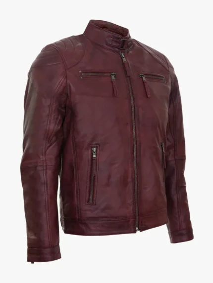 Leather Biker Vintage Zipped Racing Jacket