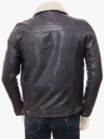 Leather Trucker Jacket with Shearling Collar