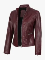 Maroon Slim Fit Leather Jacket