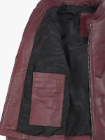 Maroon Womens Leather Cafe Racer Jacket