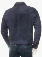 Mens Blue Suede Trucker Jacket Foggia