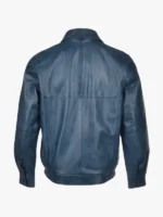 Mens Navy Blue Blouson Leather Jacket