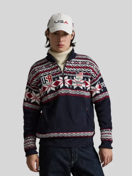 Men’s Polo Ralph Lauren Team USA Wool Quarter-Zip Sweater