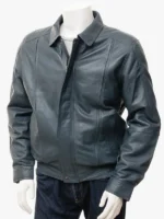 Mens Blue Rennes Leather Jacket
