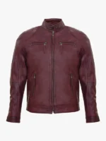 Mens Leather Biker Vintage Zipped Racing Jacket