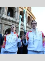 Milano Cortina 2026 Winter Olympics Unisex Torchbearer Jacket in White