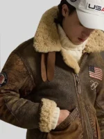 Milano Cortina Winter Olympics Team USA Shearling Flight Leather Jacket