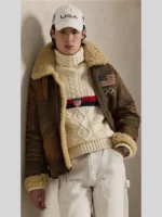 Polo Ralph Lauren Team USA Flight Brown Leather Jacket