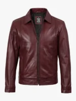 Reeves Mens Harrington Real Burgundy Leather Jacket