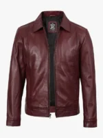 Reeves Mens Harrington Real Burgundy Leather Jacket