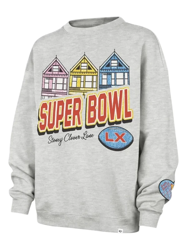 Stoney Clover Lane Super Bowl LX Oversized Crewneck Sweatshirt Stoney Clover Lane Super Bowl LX Oversized Crewneck Sweatshirt