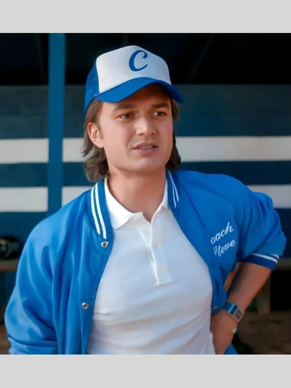 Stranger Things S5 Joe Keery Coach Blue Bomber Jacket Stranger Things S5 Joe Keery Coach Blue Bomber Jacket