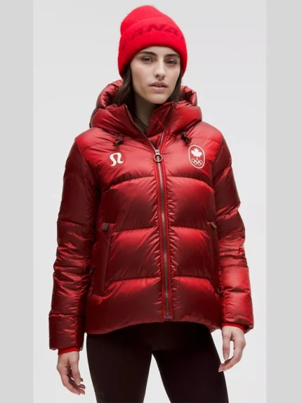 Team Canada Womens Wunder Puff Large Hood Jacket Shine