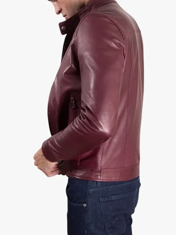 Ted - Bordeaux leather jacket vintage aspect