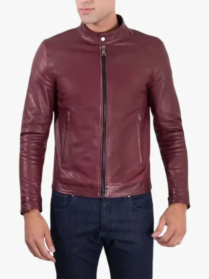 Ted Bordeaux Leather Biker Jacket