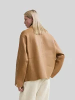 Toteme Military Style Leather Jacket Camel