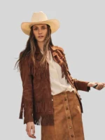 Women Fringed Brown Jacket