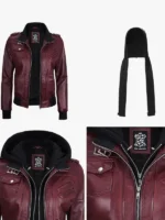 Women Maroon Leather Jacket