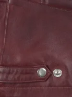 Womens Leather Maroon Cafe Racer Jacket