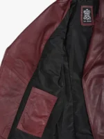 Womens Maroon Asymmetrical Real Leather Biker Jacket