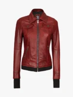 Womens Maroon Leather Jacket