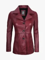 Womens Real Leather Maroon Blazer