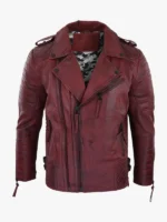cross zip biker leather jacket