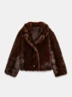 Brown Faux Fur Reversible Jacket Zara