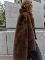 Brown Reversible Faux Fur Jacket Zara