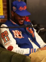 Carmelo NYC 2026 Blue and White Letterman Jacket