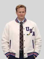 Hockey Team USA 2026 John Wroblewski Vintage White Varsity Jacket