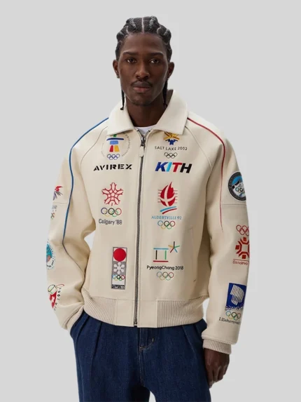 Kith x Avirex For Olympics Heritage Leather Bomber Jacket