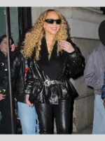 Mariah Carey Phoebe Philo Black Stud Leather Jacket