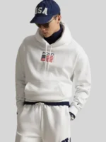 Men Polo Ralph Lauren Flag Fleece Hoodie White