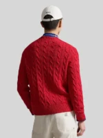 Men's Ralph Lauren Cable Knit Flag Sweater Red