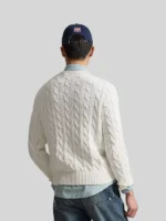 Men's Ralph Lauren Cable Knit Flag Sweater White