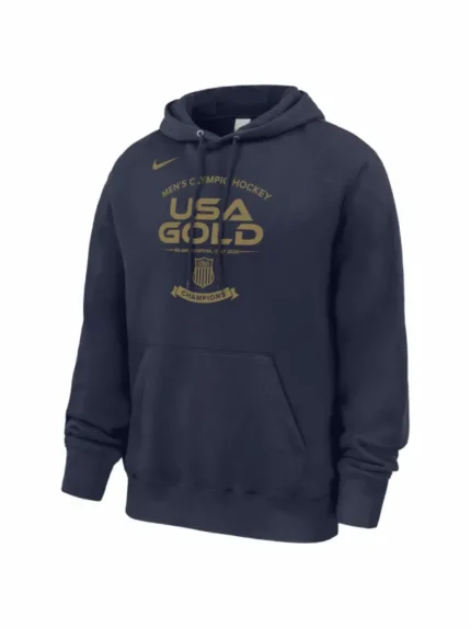 Men's USA Hockey Nike 2026 Winter Olympics Gold Medal Roster Club Fleece Hoodie - Navy