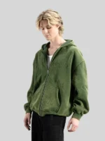 Minecraft Sketch Green Zipper Hoodie