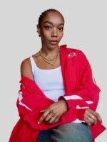 NBA London Game Naomi Ackie Red Jacket