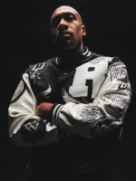 NBA Revenge Skull Black White Varsity Jacket Black