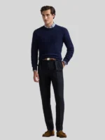 Polo Ralph Lauren Iconic Cable-Knit Cashmere Men Navy Blue Sweater
