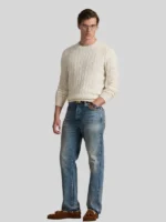 Polo Ralph Lauren Iconic Cable-Knit Cashmere Men White Sweater