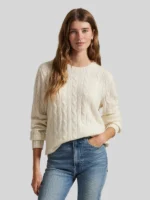 Polo Ralph Lauren Iconic Cable-Knit Cashmere Women White Sweater