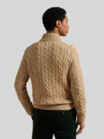 Polo Ralph Lauren Men Cable-Knit Cotton Quarter-Zip Sweater Camel-Melange