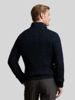 Polo Ralph Lauren Men's Cable-Knit Quarter-Zip Sweater Navy Blue