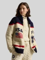 Polo-Ralph Lauren Team-USA Women Wool Shawl-Cardigan