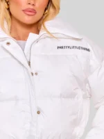 Pretty Little Thing Cropped Puffer White Jacket