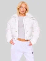 Pretty Little Thing White Cropped Puffer Jacket
