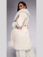 Princess Polly faux fur trim belted longline penny lane coat